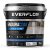 A 5kg bucket of Everflor EnduraCoat Cold Cure floor coating system, featuring a black and silver label with blue accents and a grey color swatch indicating the light grey color of the coating.
