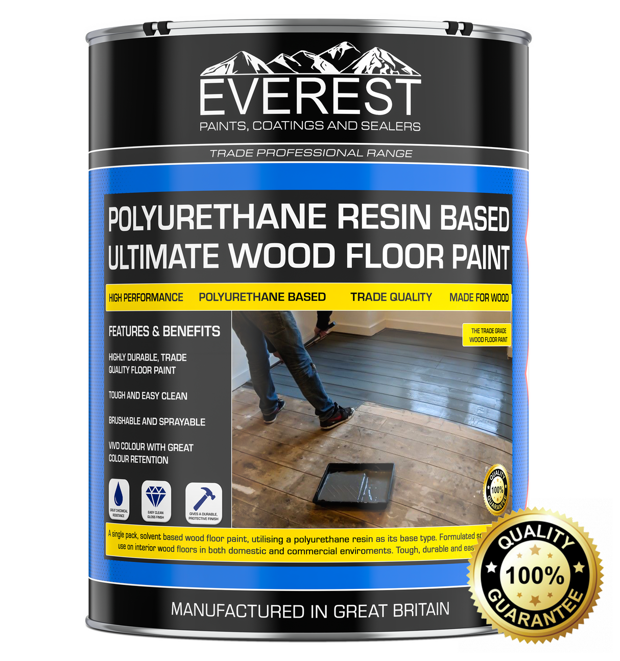 Everest Paints - Ultimate Wood Floor Paint - Polyurethane Resin Based